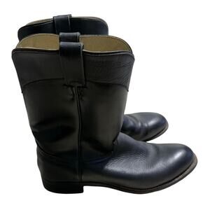 Silverton Black Cowboy Boots Ropers Black Leather Men's Size 10 D Western